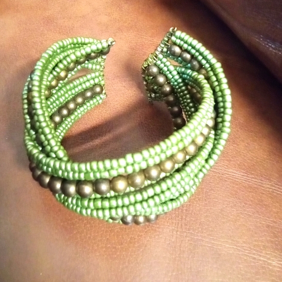 Boho beaded cuff Bracelet - Picture 1 of 3